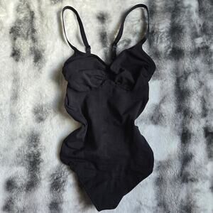 Black Bodysuit Women’s S/M One Piece Basic Stretch Unbranded